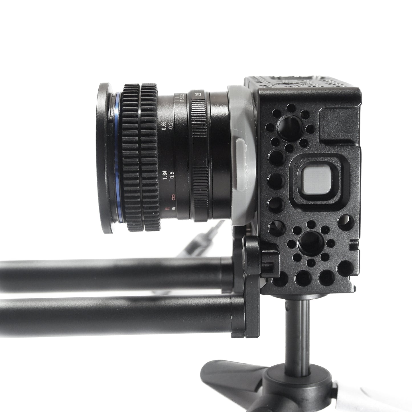 GoPro MISSION 1 ILS cinema rig with 15mm rods and follow focus