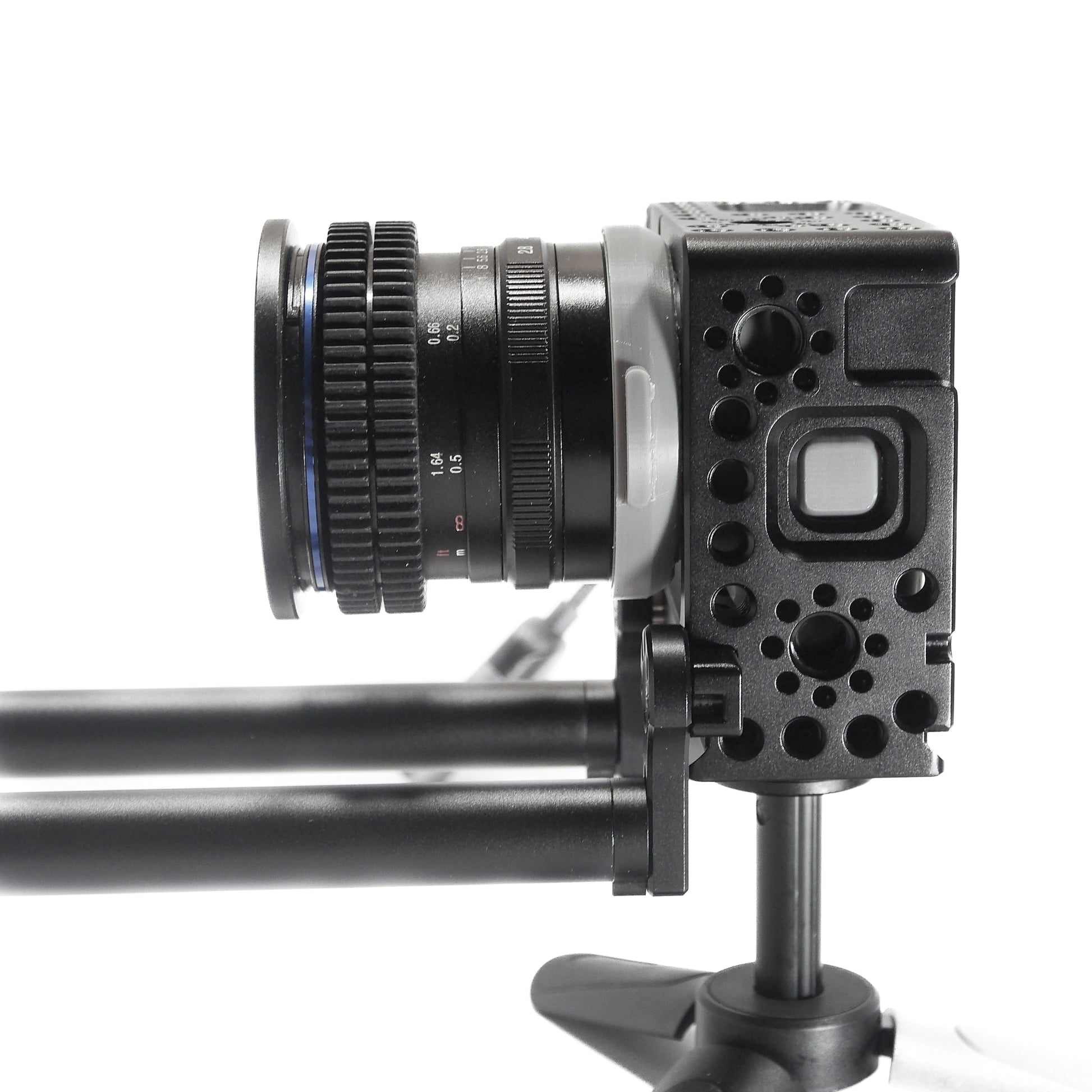GoPro MISSION 1 ILS cinema rig with 15mm rods and follow focus